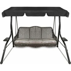 Kueatily Baldacchino Di Ricambio Per Altalena Da Giardino, Copertura Di Ricambio, Baldacchino Per Altalena, Baldacchino Di Ricambio Per Altalena Da Giardino A 3 Posti (164 114 15 Nero)