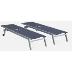 Lotto Di 2 Lettini Prendisole, Modello: ELSA In Alluminio, Colore: Grigio E Textilene, Colore: Grigio Scuro, Sdraio Multi-posizione Con Ruote 7 Lotto Di 2 Lettini Prendisole, Modello: ELSA In Alluminio, Colore: Grigio E Textilene, Colore: Grigio Scuro, Sdraio Multi-posizione Con Ruote -OUTSUN Giardino Negozio 48225905 3