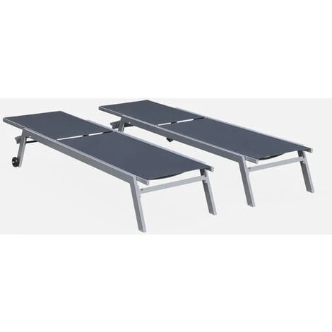 Lotto Di 2 Lettini Prendisole, Modello: ELSA In Alluminio, Colore: Grigio E Textilene, Colore: Grigio Scuro, Sdraio Multi-posizione Con Ruote 3 Lotto Di 2 Lettini Prendisole, Modello: ELSA In Alluminio, Colore: Grigio E Textilene, Colore: Grigio Scuro, Sdraio Multi-posizione Con Ruote - immagine 3