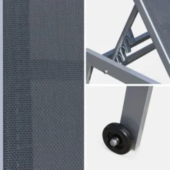 Lotto Di 2 Lettini Prendisole, Modello: ELSA In Alluminio, Colore: Grigio E Textilene, Colore: Grigio Scuro, Sdraio Multi-posizione Con Ruote 8 Lotto Di 2 Lettini Prendisole, Modello: ELSA In Alluminio, Colore: Grigio E Textilene, Colore: Grigio Scuro, Sdraio Multi-posizione Con Ruote -OUTSUN Giardino Negozio 48225905 4