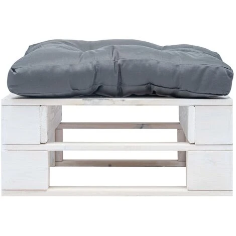 Divano Da Giardino A Pallet Con Cuscino Grigio Legno Bianco 2 Divano Da Giardino A Pallet Con Cuscino Grigio Legno Bianco - immagine 2