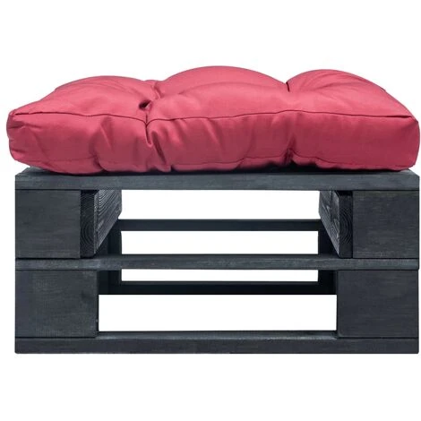 Divano Da Giardino A Pallet Con Cuscino Rosso In Legno Nero 2 Divano Da Giardino A Pallet Con Cuscino Rosso In Legno Nero - immagine 2