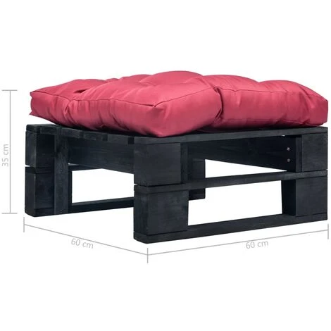 Divano Da Giardino A Pallet Con Cuscino Rosso In Legno Nero 3 Divano Da Giardino A Pallet Con Cuscino Rosso In Legno Nero - immagine 3