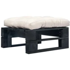 Divano Da Giardino A Pallet Con Cuscino Sabbia In Legno Nero