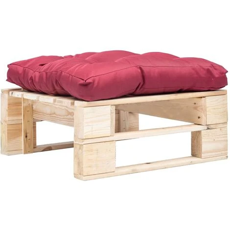 Divano Da Giardino A Pallet E Cuscino Rosso In Legno Naturale 1 Divano Da Giardino A Pallet E Cuscino Rosso In Legno Naturale