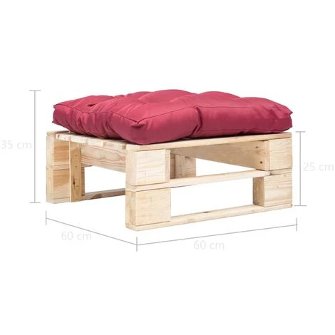 Divano Da Giardino A Pallet E Cuscino Rosso In Legno Naturale 3 Divano Da Giardino A Pallet E Cuscino Rosso In Legno Naturale - immagine 3