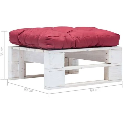 Divano Da Giardino A Pallet Con Cuscino Rosso Legno Bianco 3 Divano Da Giardino A Pallet Con Cuscino Rosso Legno Bianco - immagine 3