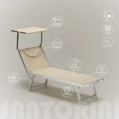 2 Lettini Spiaggia Mare Prendisole Professionali In Alluminio Santorini Colore: Beige -OUTSUN Giardino Negozio 5115077 3