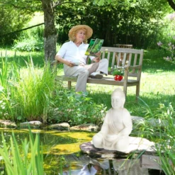 Relaxdays Buddha, Figura Da Giardino, Resistente Alle Intemperie, Buddha Seduto, Ossido Di Magnesio, 50x33x26 Cm, Crema -OUTSUN Giardino Negozio 51984029 3