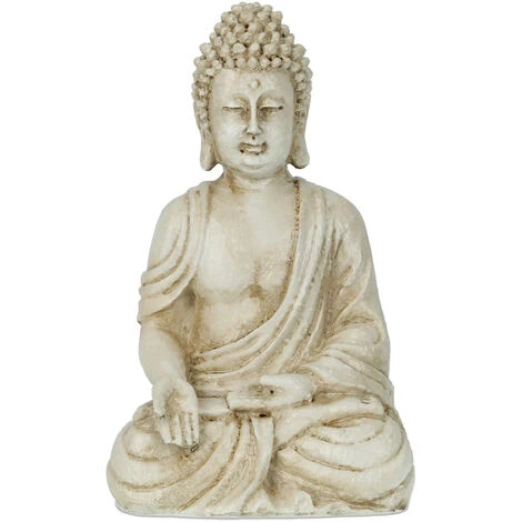 Relaxdays Buddha, Figura Da Giardino, Resistente Alle Intemperie, Buddha Seduto, Poliresina, HLP 30x18,5x12 Cm, Crema 1 Relaxdays Buddha, Figura Da Giardino, Resistente Alle Intemperie, Buddha Seduto, Poliresina, HLP 30x18,5x12 Cm, Crema