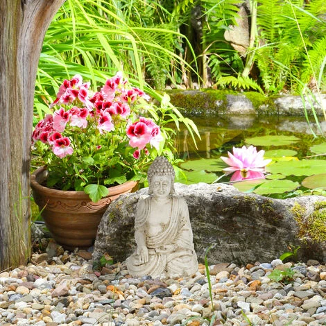 Relaxdays Buddha, Figura Da Giardino, Resistente Alle Intemperie, Buddha Seduto, Poliresina, HLP 30x18,5x12 Cm, Crema 5 Relaxdays Buddha, Figura Da Giardino, Resistente Alle Intemperie, Buddha Seduto, Poliresina, HLP 30x18,5x12 Cm, Crema - immagine 5