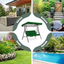 Altalena In Tela Copertura Impermeabile Per Altalena Da Esterno 210D, Tetto Girevole Sostituibile (copertura Altalena Superiore), Adatta Per Giardino-nero195 125 15 Cm -OUTSUN Giardino Negozio 52011711 5