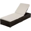 Outsunny Lettino Prendisole In Rattan PE Con Schienale Reclinabile Su 5 Posizioni, 195x68x30cm, Marrone