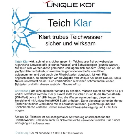 Chiarificatore Laghetto Unique Koi 1000 Ml Per 10.000 Litri D'acqua Mezzo Filtrante Liquido Stagno 2 Chiarificatore Laghetto Unique Koi 1000 Ml Per 10.000 Litri D'acqua Mezzo Filtrante Liquido Stagno - immagine 2
