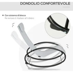 Outsunny Sdraio Da Giardino Zero Gravity, Sedia A Dondolo Con Cuscino E Tessuto Traspirante, 105x62x88cm, Grigia -OUTSUN Giardino Negozio 55054570 4