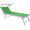 Lettino Verde Prendisole Pieghevole Professionale In Alluminio E Tessuto Textilene Tettuccio Orientabile Tettino Parasole Sdraio Prendi Sole Mare Spiaggia Piscina Giardino 182 X 60 X 38 Cm