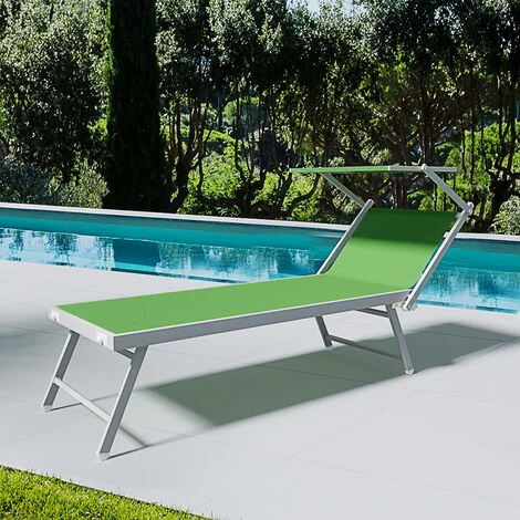 Lettino Verde Prendisole Pieghevole Professionale In Alluminio E Tessuto Textilene Tettuccio Orientabile Tettino Parasole Sdraio Prendi Sole Mare Spiaggia Piscina Giardino 182 X 60 X 38 Cm 2 Lettino Verde Prendisole Pieghevole Professionale In Alluminio E Tessuto Textilene Tettuccio Orientabile Tettino Parasole Sdraio Prendi Sole Mare Spiaggia Piscina Giardino 182 X 60 X 38 Cm - immagine 2
