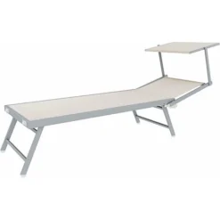 Coppia Di Lettini Beige Prendisole Pieghevole Professionale In Alluminio Tettuccio Orientabile Tettino Parasole Sdraio Lettino Prendi Sole Mare Spiaggia Piscina Giardino 182 X 60 X 38 Cm -OUTSUN Giardino Negozio 56556386 4