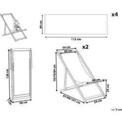 Set Di 2 Sedie Sdraio Da Giardino In Legno D'acacia Naturale Chiaro Foglie Di Palma Verde Anzio -OUTSUN Giardino Negozio 56772025 3