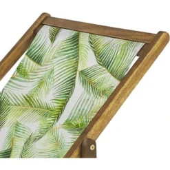 Set Di 2 Sedie Sdraio Da Giardino In Legno D'acacia Naturale Chiaro Foglie Di Palma Verde Anzio -OUTSUN Giardino Negozio 56772025 5