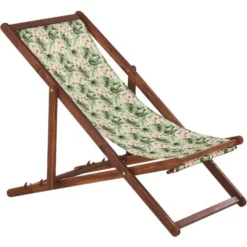 Set Di 2 Sedie Sdraio Da Giardino In Legno D'acacia Naturale Scuro Foglie E Fiori Rosa Anzio -OUTSUN Giardino Negozio 56772032 4