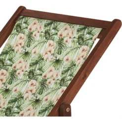 Set Di 2 Sedie Sdraio Da Giardino In Legno D'acacia Naturale Scuro Foglie E Fiori Rosa Anzio -OUTSUN Giardino Negozio 56772032 5