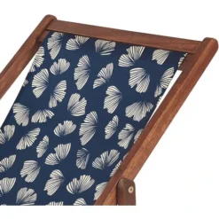 Set Di 2 Sedie Sdraio Da Giardino In Legno D'acacia Naturale Scuro Farfalle Beige E Blu Marino Anzio -OUTSUN Giardino Negozio 56773436 5