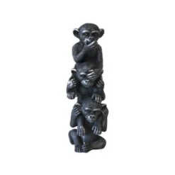 N/A STATUETTA NERA H31CM DELLE 3 SCIMMIE DI SAGGEZZA