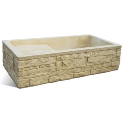 Lavello Con Gocciolatoio In Cemento Nocciola Cm 80x40x20h Cm Modello Serapo