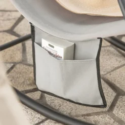 SoBuy Poltrona A Dondolo Da Giardino Sedia A Dondolo Esterno Con Tasca Laterale Portata Fino A 150 Kg Grigio Chiaro OGS47-HG -OUTSUN Giardino Negozio 58771672 4