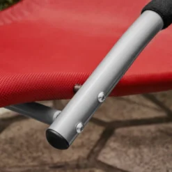SoBuy Sedia Sdraio Lettino Da Giardino In Verniciato A Polvere Ferro E Tessuto Di Teslin, Rosso, OGS38-R -OUTSUN Giardino Negozio 59305911 4