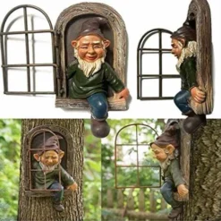 HIASDFLS Statua Di Gnomo Da Giardino Interessante Decorazione Dell'albero Da Giardino, Decorazione Del Portico Del Prato Del Patio -OUTSUN Giardino Negozio 59384957 4