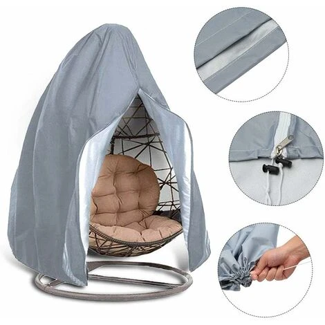 RHAFAYRE Per Sedia Sospesa Antipolvere Oxford 600d, Fodera Per Sedile Oscillante, Fodera Protettiva Per Sedia A Uovo Per Esterni, Anti-Uv, 190 Cm 115 Cm, Grigio 3 RHAFAYRE Per Sedia Sospesa Antipolvere Oxford 600d, Fodera Per Sedile Oscillante, Fodera Protettiva Per Sedia A Uovo Per Esterni, Anti-Uv, 190 Cm 115 Cm, Grigio - immagine 3