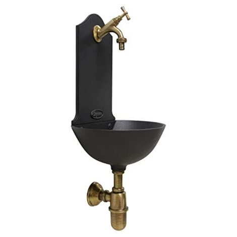 Fontana A Muro Malaga Colore Ghisa Con Rubinetto MOD.303 B E Sifone In Ottone Brunito 1 Fontana A Muro Malaga Colore Ghisa Con Rubinetto MOD.303 B E Sifone In Ottone Brunito