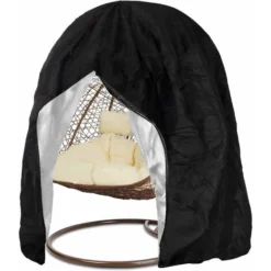 RHAFAYRE Fodera Protettiva Per Sedie Da Giardino - Fodera Per Sedia Da Giardino - Sedia Sospesa Cocoon - Nera - Anti-UV - Anti-vento - Impermeabile (Nero 230 X 200 Cm)