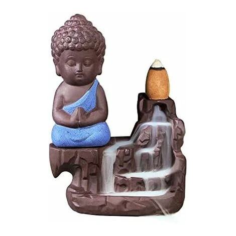 Bruciatore Di Incenso A Riflusso, Portaincenso A Forma Di Piccolo Monaco Buddha Porta Coni A Torre, Porta Incenso Con Coni Di Incenso A Riflusso (blu) 1 Bruciatore Di Incenso A Riflusso, Portaincenso A Forma Di Piccolo Monaco Buddha Porta Coni A Torre, Porta Incenso Con Coni Di Incenso A Riflusso (blu)