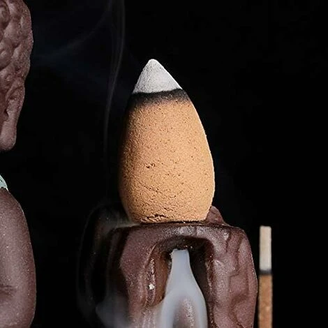 Bruciatore Di Incenso A Riflusso, Portaincenso A Forma Di Piccolo Monaco Buddha Porta Coni A Torre, Porta Incenso Con Coni Di Incenso A Riflusso (blu) 3 Bruciatore Di Incenso A Riflusso, Portaincenso A Forma Di Piccolo Monaco Buddha Porta Coni A Torre, Porta Incenso Con Coni Di Incenso A Riflusso (blu) - immagine 3