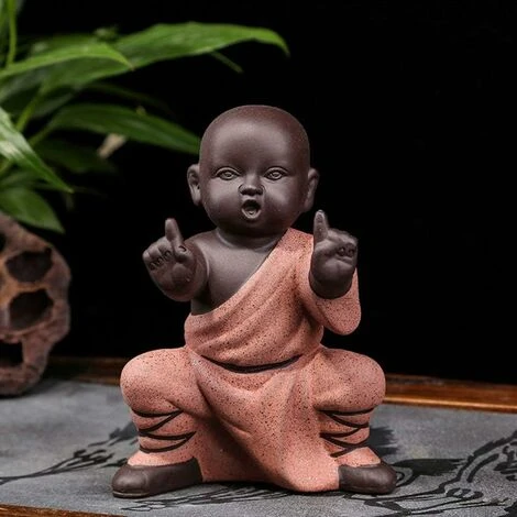 Mini Monaco Ornamenti Statua Di Buddha Kung Fu Tea Pet Zen Garden Tè Vassoio Figura Per Kung Fu Vassoio Da Tè Car Home Office Decoration (Rosso) 3 Mini Monaco Ornamenti Statua Di Buddha Kung Fu Tea Pet Zen Garden Tè Vassoio Figura Per Kung Fu Vassoio Da Tè Car Home Office Decoration (Rosso) - immagine 3