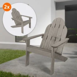 2x Sedie Poltrone Adirondack Da Giardino Terrazza Legno Massello Di Pino Robusto