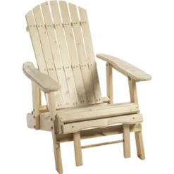 Outsunny Poltroncina A Sdraio Adirondack In Legno Da Esterno Con Poggiapiedi