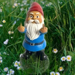 GroupM Ornamenti Nani Con Barba Bianca Gnomi Artigianato In Resina Con Dito Medio Verticale Per La Decorazione Del Prato Domestico -OUTSUN Giardino Negozio 69491230 4