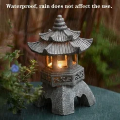Statue Di Lanterne A Pagoda Ad Energia Solare, Ornamenti Da Giardino Leggeri A Pagoda In Stile Giapponese, Pagoda Vintage Illuminata Autoportante Decorativa Da Prato -OUTSUN Giardino Negozio 69717166 4