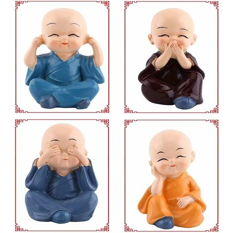 MINKUROW Statuetta Buddista Per Auto Di Buddha Piccolo 4 Monaci Buddisti Statua Di Buddha In Resina Decorazione Casa Del Monaco Buddista 4 MINKUROW Statuetta Buddista Per Auto Di Buddha Piccolo 4 Monaci Buddisti Statua Di Buddha In Resina Decorazione Casa Del Monaco Buddista - immagine 4