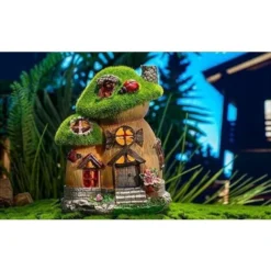 19,5 Cm Floccaggio Casa Delle Fate Giardino Solare Luce Verde Giardino Delle Fate Con Coccinella Decorazione Del Giardino Esterno Casa Delle Fate Impermeabile Lampada Solare Decorazione Del Giardino I -OUTSUN Giardino Negozio 71379195 4