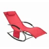 SoBuy Poltrona Dondolo, Sdraio Relax, Sedia A Sdraio, Con Poggiatesta, Rosso OGS28-R