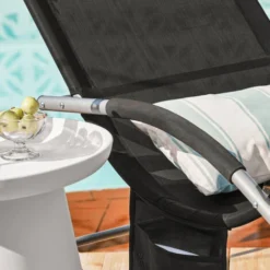 SoBuy Poltrona Dondolo, Sdraio Relax, Sedia A Sdraio, Con Poggiatesta, Nero OGS28-SCH -OUTSUN Giardino Negozio 7330553 3