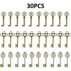 30 Pezzi Misti Vintage Scheletro Chiavi Fantasia Cuore Fiocco Collana Pendenti (bronzo) -OUTSUN Giardino Negozio 74926536 4
