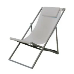 Sdraio Pieghevole In Acciaio Taupe E Textilene Da Esterno Giardino Per Ristorante Agriturismo Albergo Hotel