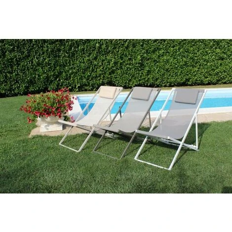 Sdraio Pieghevole In Acciaio Taupe E Textilene Da Esterno Giardino Per Ristorante Agriturismo Albergo Hotel 3 Sdraio Pieghevole In Acciaio Taupe E Textilene Da Esterno Giardino Per Ristorante Agriturismo Albergo Hotel - immagine 3