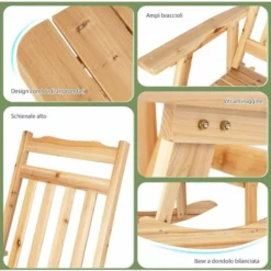 COSTWAY Sedia A Dondolo Da Esterno E Da Interno, Sedia A Dondolo Con Tavolino Pieghevole In Legno Di Abete Massiccio, Set Di Mobili Per Balcone, Giardino, Salotto E Cortile -OUTSUN Giardino Negozio 80707450 4